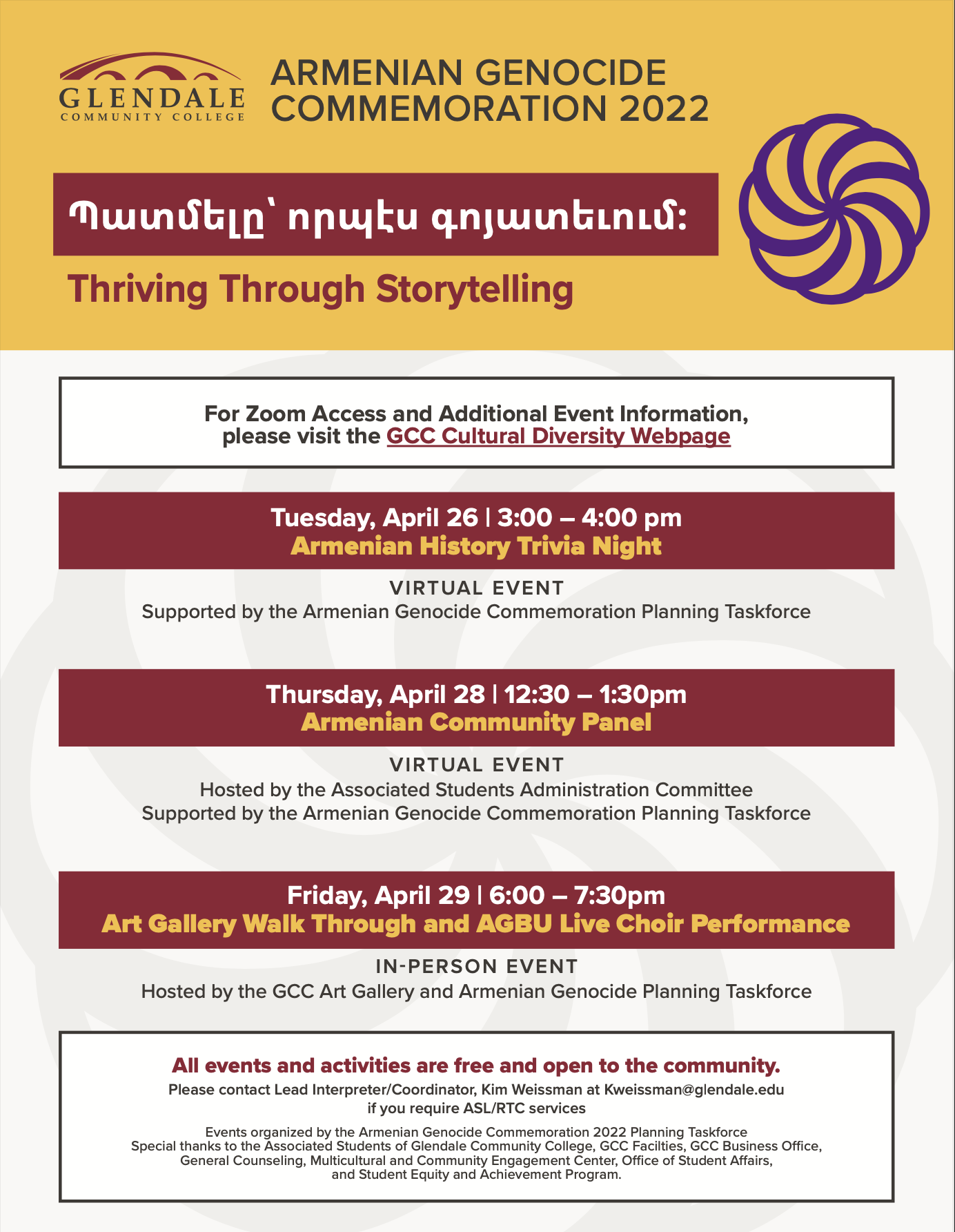 Calendar of Events